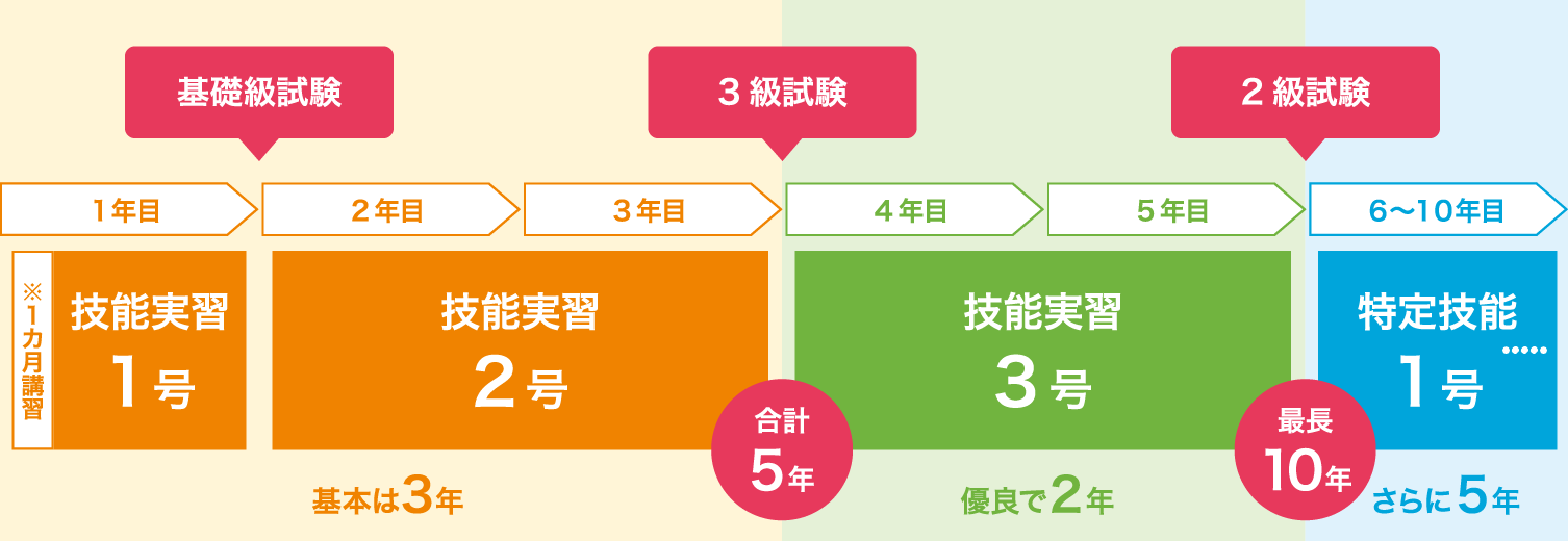 技能実習の滞在期間